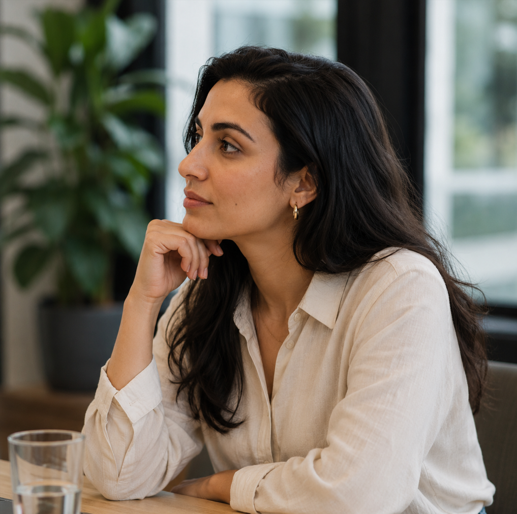 Vrouw werkend aan bureau